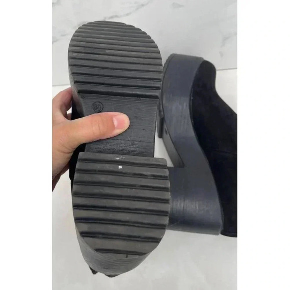 Jhovihn Womens Elasticated Pull-On Cleated Platform Black Suede Ankle Shoes Sz 3 - Picture 10 of 14